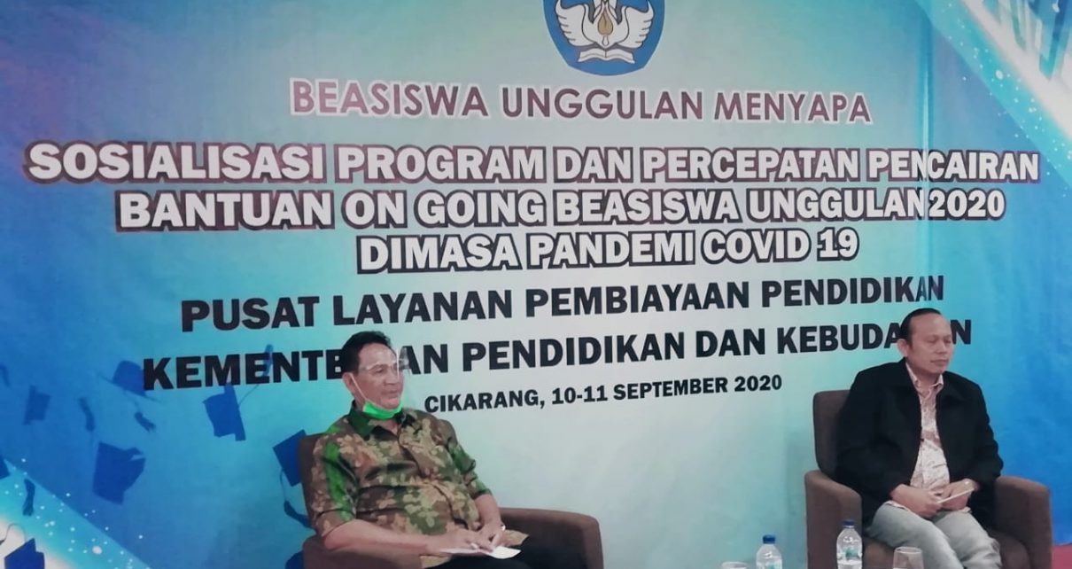 BEASISWA. Sosialisasi Program Percepatan Pencairan Bantuan On Going Beasiswa Unggulan 2020 di Masa Pandemi Covid-19, di Cikarang, Jawa Barat. (foto: int)