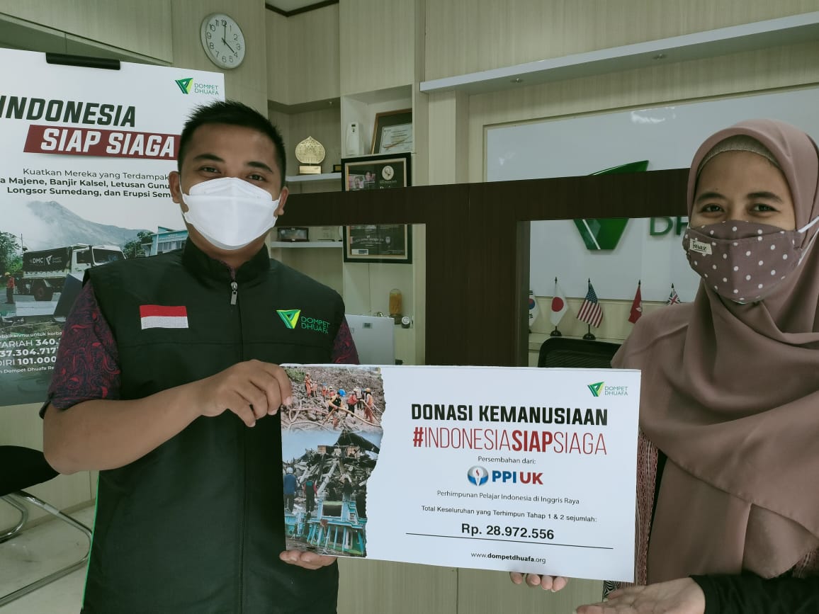 Perhimpunan Pelajar Indonesia di United Kingdom Donasi untuk Bencana Alam