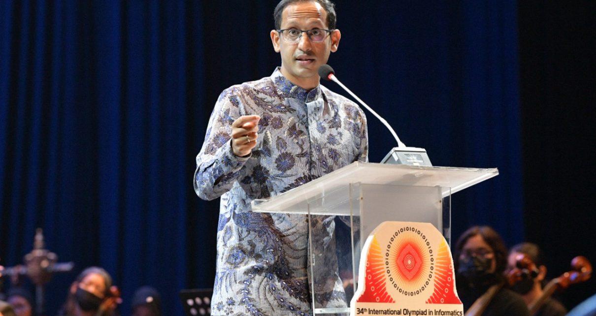 PIDATO. Mendikbudristek Nadiem Anwar Makarim saat berpidato. (foto: kemdikbud)