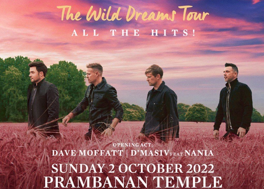 CANDI. Konser “Westlife - The Wild Dreams Tour 2022”, Minggu, 2 Oktober 2022 di pelataran Candi Prambanan, Yogyakarta. (sumber: indihome)