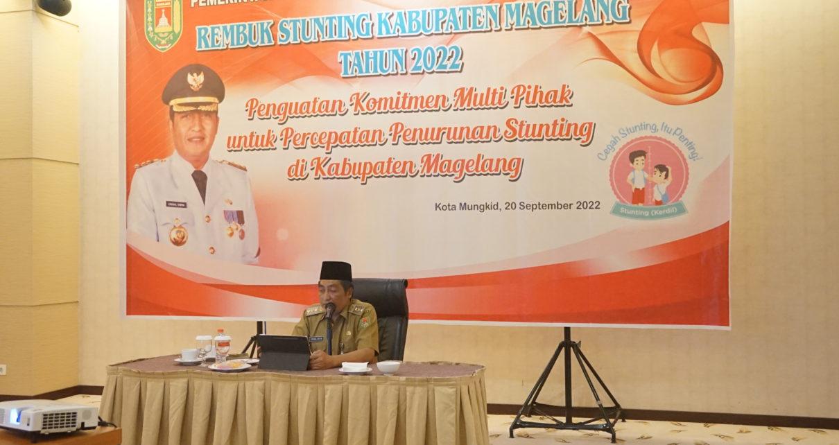 ARAHAN. Bupati Magelang Zaenal Arifin saat memberikan arahan pada acara Rembuk Stunting melalui zoom meeting. (foto: prokompim)