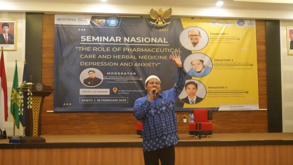 SEMINAR. Himpunan Mahasiswa Farmasi (Himafa) Fakultas Ilmu Kesehatan (Fikes) Universitas Muhammadiyah Magelang (UNIMMA) gelar Seminar Nasional di Auditorium Kampus 1 UNIMMA, Sabtu (25/2/2023). (foto: unimma)
