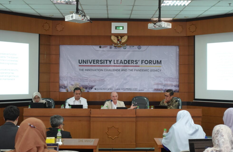 FORUM. University Leader’s Forum di Universitas Muhammadiyah Yogyakarta (UMY) dengan mengusung tema “The Innovation Challenge and The Pandemic Legacy” belakangan ini. (foto: unimma)