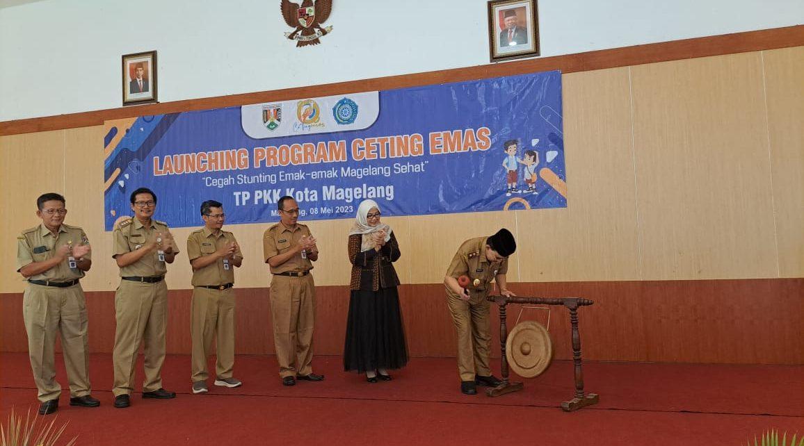 CETING. Peluncuran Program Ceting Emas (Cegah Stunting Emak-emak Magelang Sehat) di Gedung Wanita Magelang, Senin (8/5/2023).