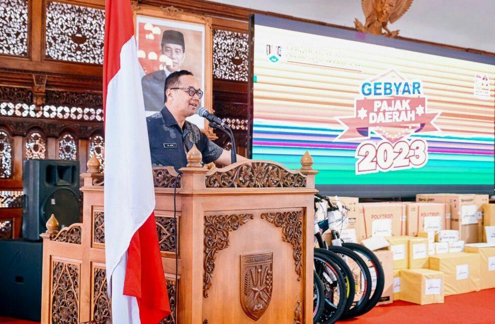 SAMBUTAN. Wali Kota Magelang dr. Muchamad Nur Aziz saat menyampaikan sambutan. (foto: prokompimkotamgl)