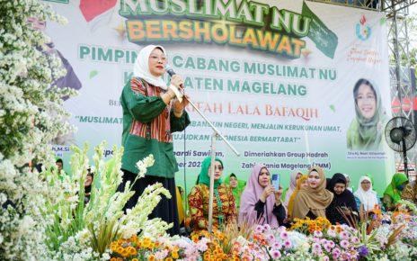 SAMBUTAN. Menteri Ketenaga Kerjaan Republik Indonesia, Ida Fauziyah saat menyampaikan sambutan. (prokompimkabmgl)