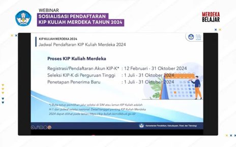 SOSIALISASI. Webinar Sosialisasi Pendaftaran KIP Kuliah Merdeka yang berlangsung di Jakarta, belakangan ini, (foto: kemendikbudristek)