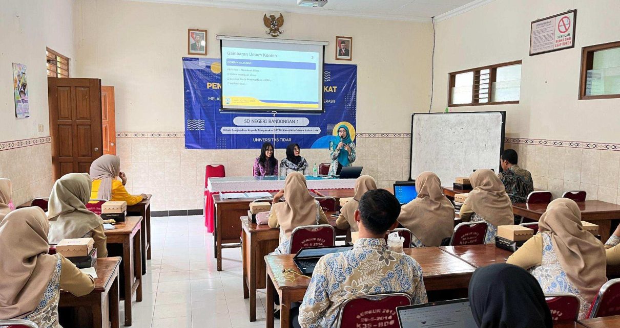 PKM. Tim Pengabdian Kepada Masyarakat (PKM) Universitas Tidar (Untidar) menggelar sosialisasi pengoptimalan website sekolah yang akan dikembangkan di SDN Bandongan 1, Jumat 27 September 2024. (foto: ist)